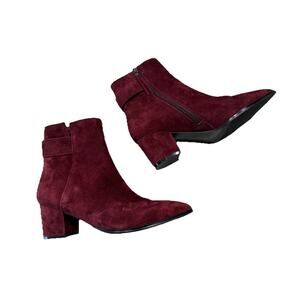 Footnotes Women’s Size 7 Suede Ankle Booties Red Burgundy W/ Tassle Y2K style